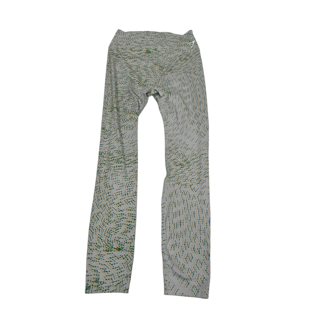 Gymshark Womens XL Grey Green Yellow Swirl Print High Waisted Leggings